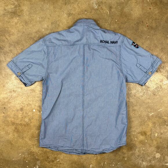 Jack & Jones Airborne Hitch Shirt Men’s XL Royal‎ Navy Military Patches Blue - Picture 5 of 11